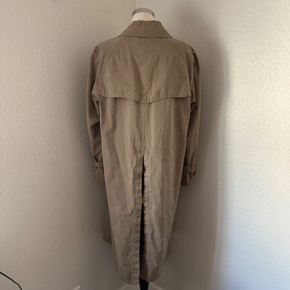 Vintage Burberry Trench Coat Peter Pan Neckline Double Breasted Cotton Buckle M - Picture 2 of 16